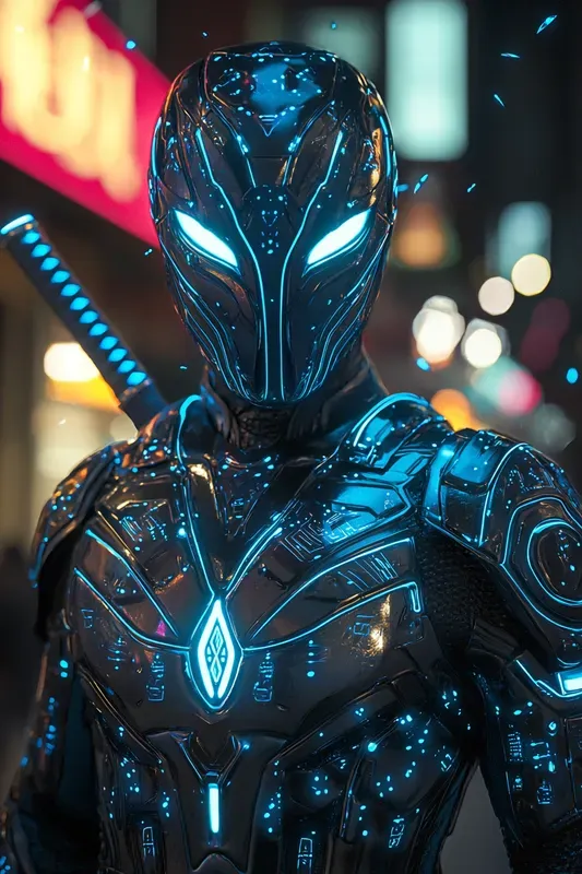 Neon Chrome Enforcer Cyberpunk Portraits