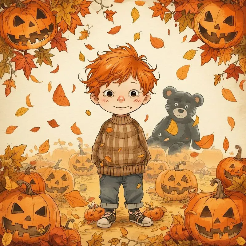 Cozy Fall Kids Clipart Illustrations