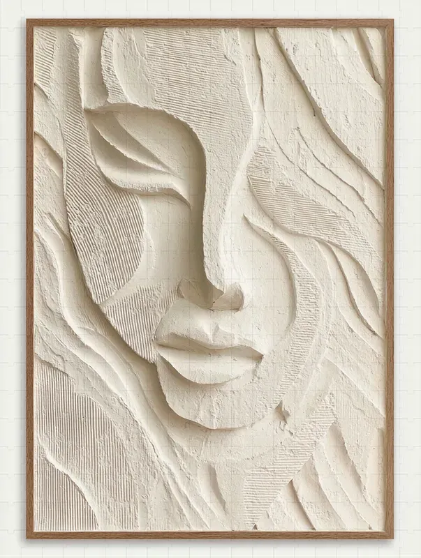 Japandi 3D Plaster Canvas Art