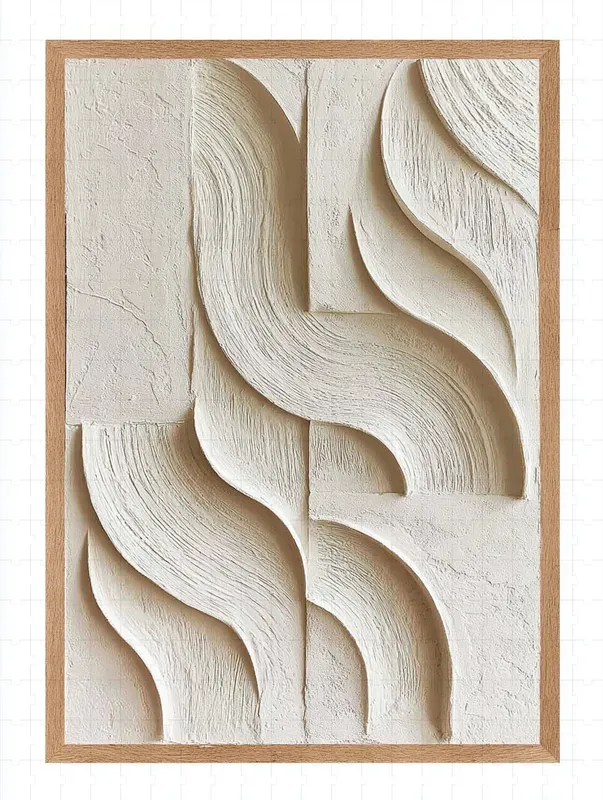Japandi 3D Plaster Canvas Art
