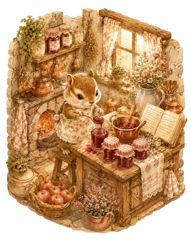 Whimsical Animal Baking Cozy Kitchen Art