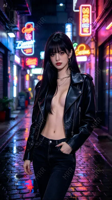 Neon Alley Night Girls Portraits
