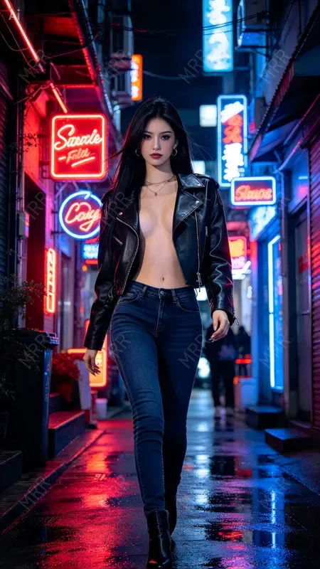 Neon Alley Night Girls Portraits