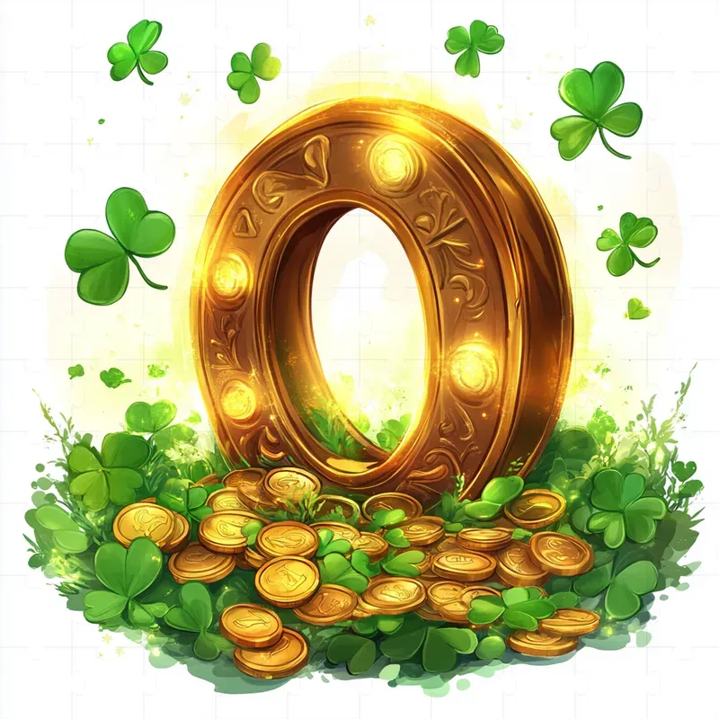 Cartoon Characters Gold Coins Clovers