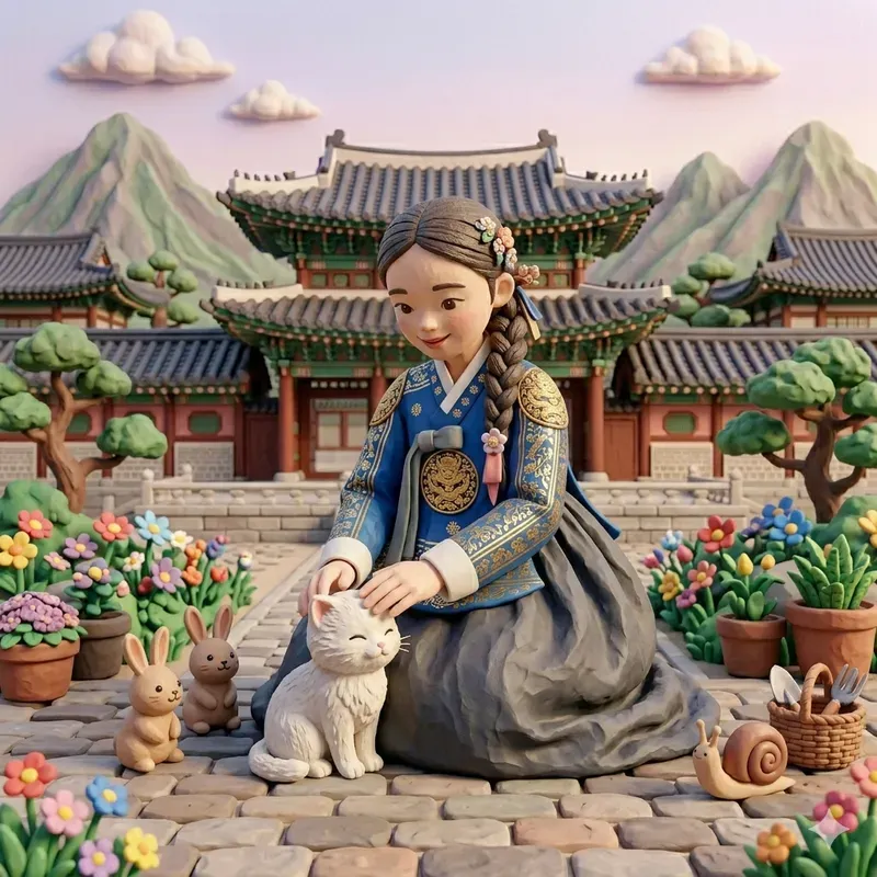 Claymation Korean Girls In Hanboks