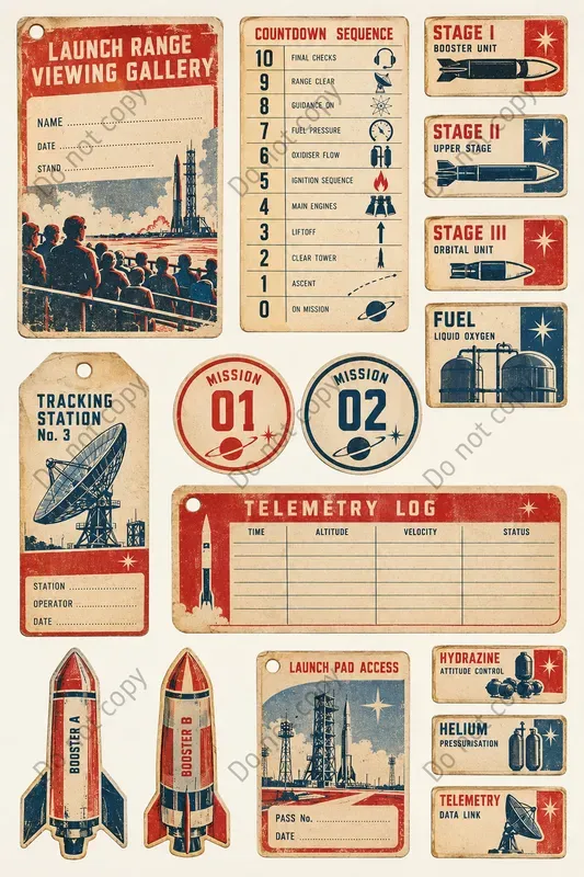 Space Race Launch Ephemera Sheets
