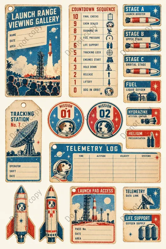 Space Race Launch Ephemera Sheets