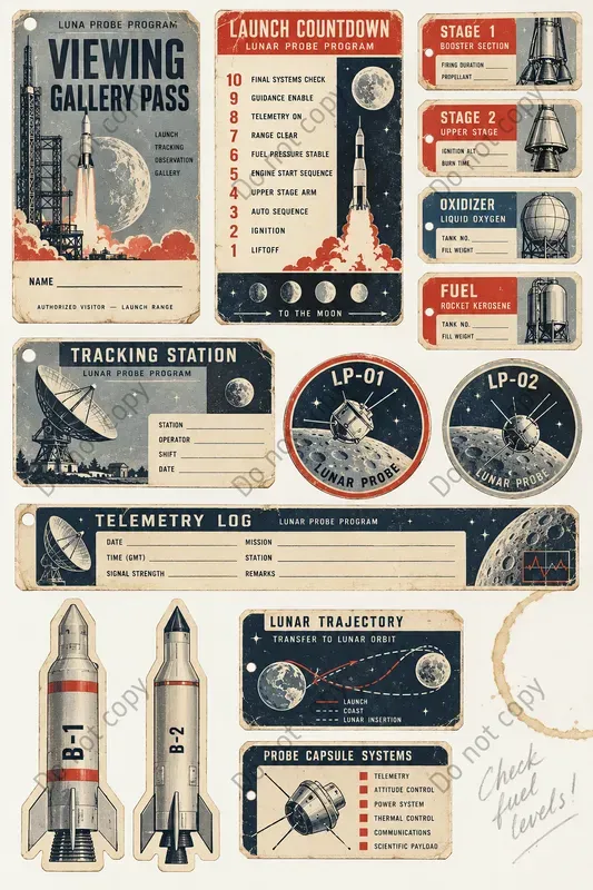 Space Race Launch Ephemera Sheets