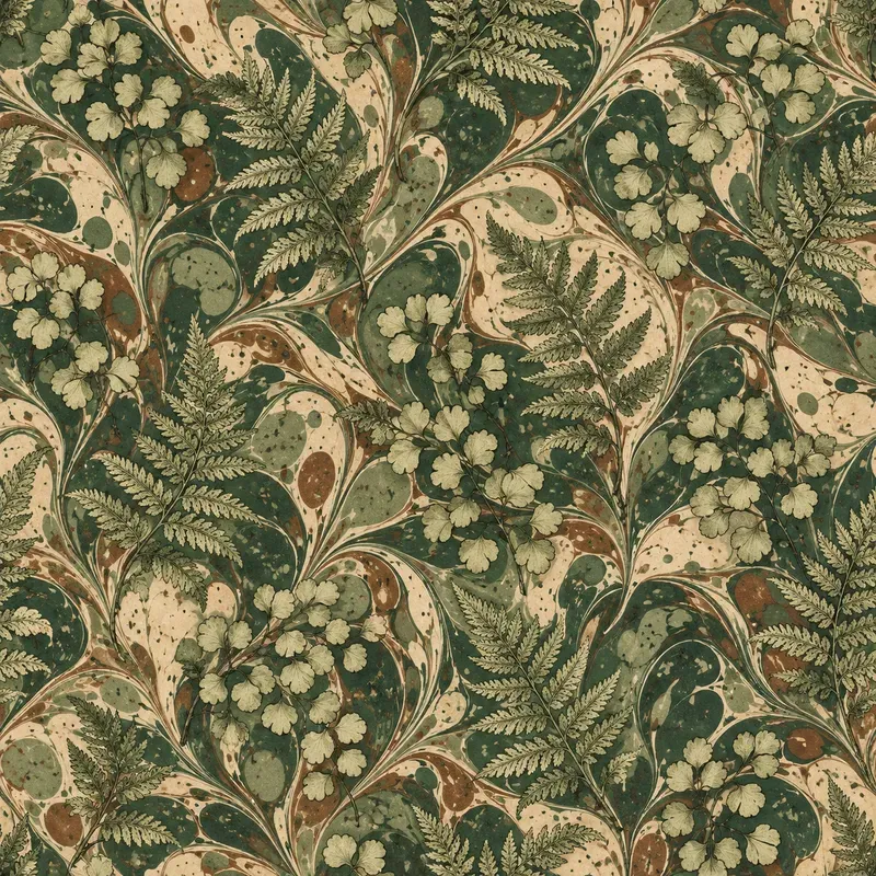 Marbled Botanical Seamless Patterns