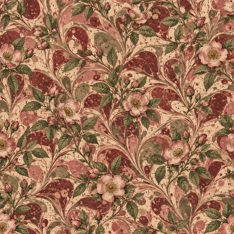Marbled Botanical Seamless Patterns