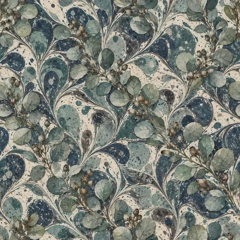 Marbled Botanical Seamless Patterns