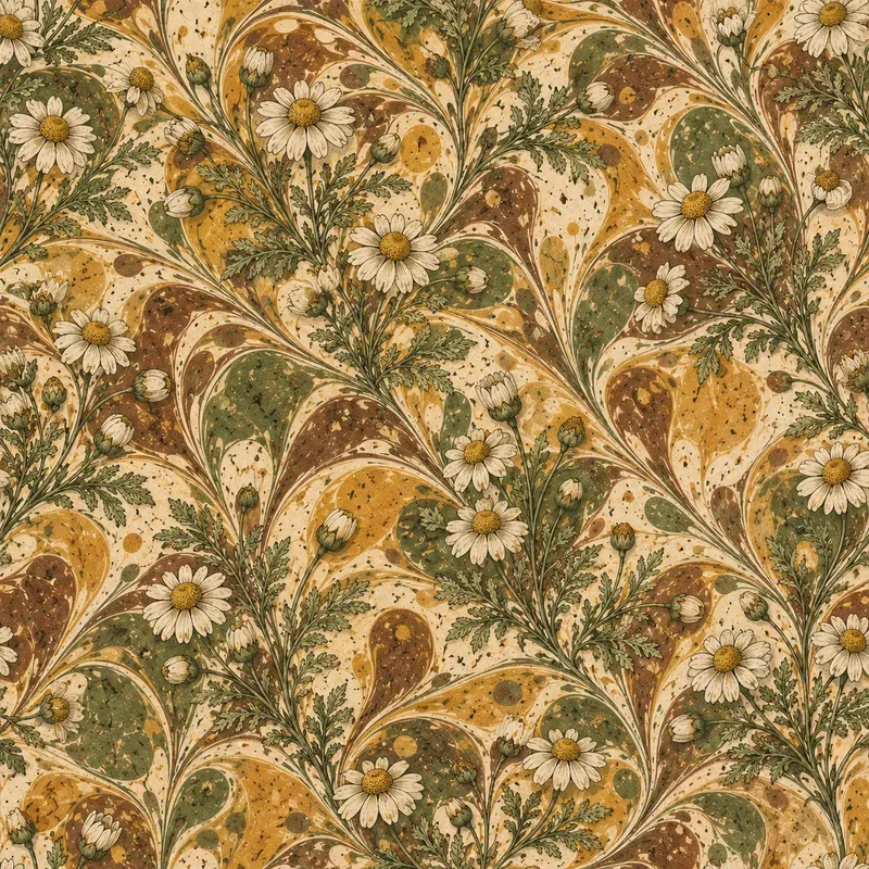 Marbled Botanical Seamless Patterns