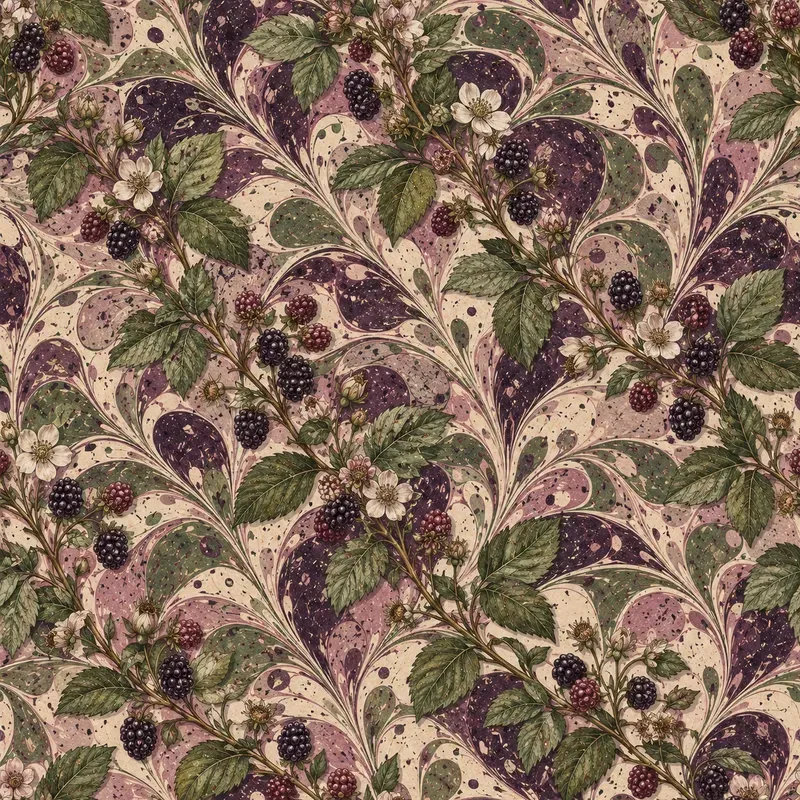 Marbled Botanical Seamless Patterns