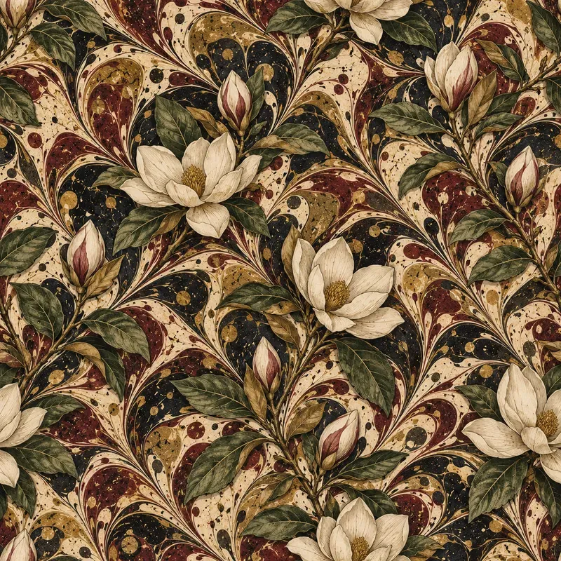 Marbled Botanical Seamless Patterns