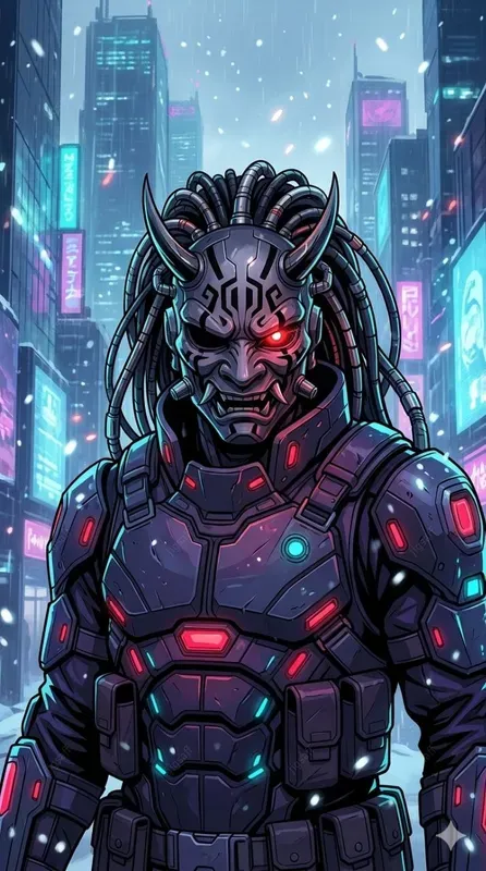 Cyberpunk Oni Digital Painting Series