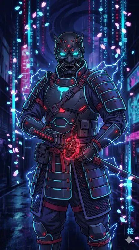Cyberpunk Oni Digital Painting Series