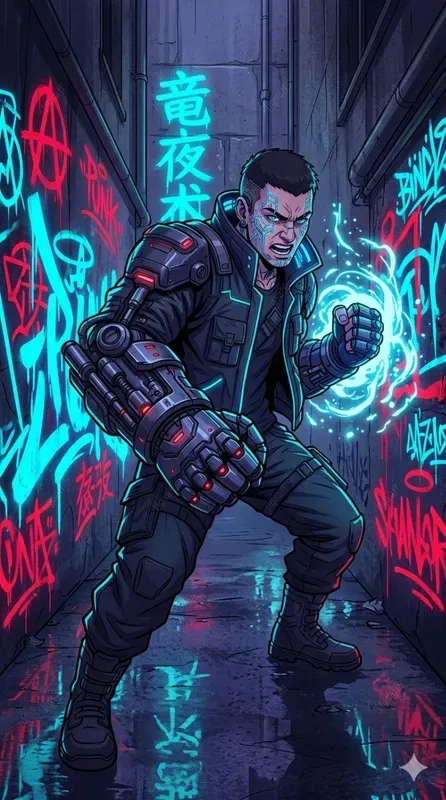 Cyberpunk Oni Digital Painting Series