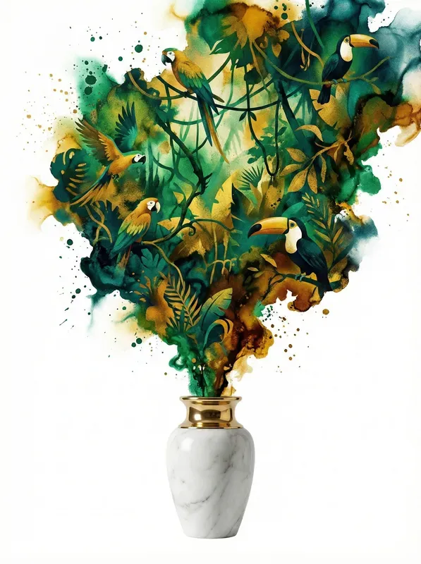 Surreal Ink Spray Porcelain Art