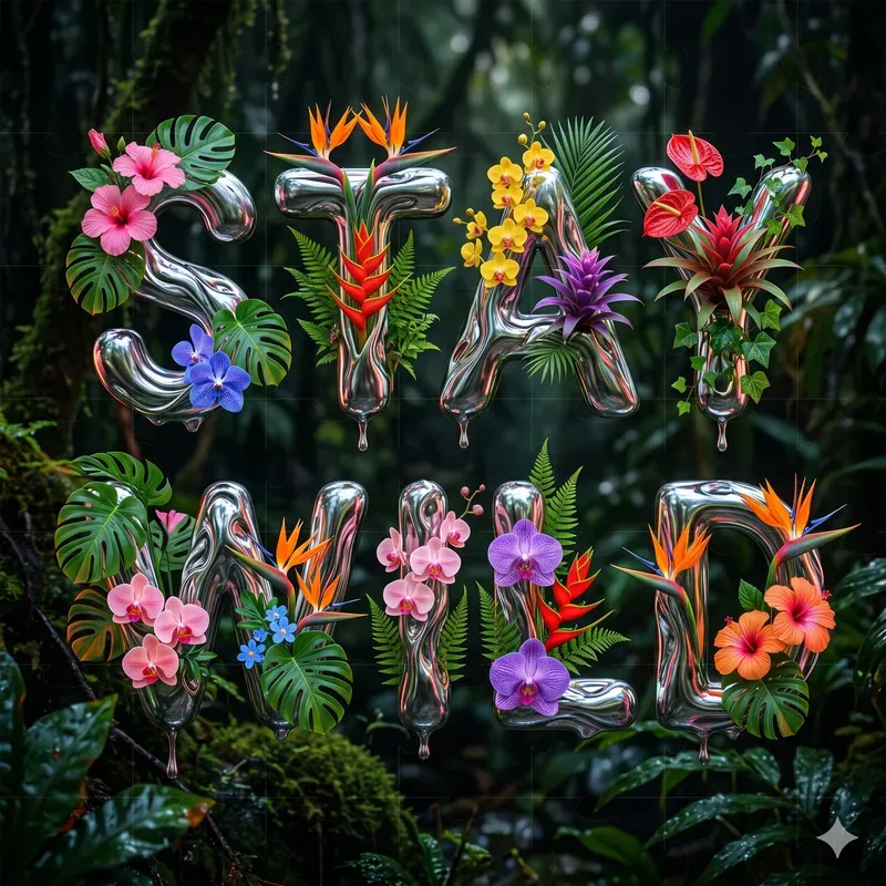 Chrome Floral Graffiti Letters