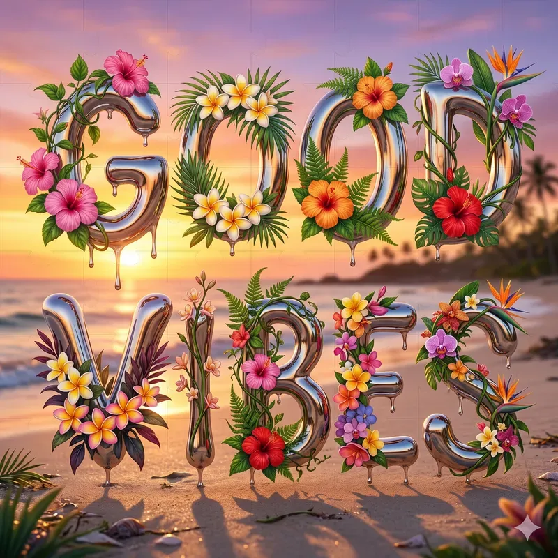 Chrome Floral Graffiti Letters