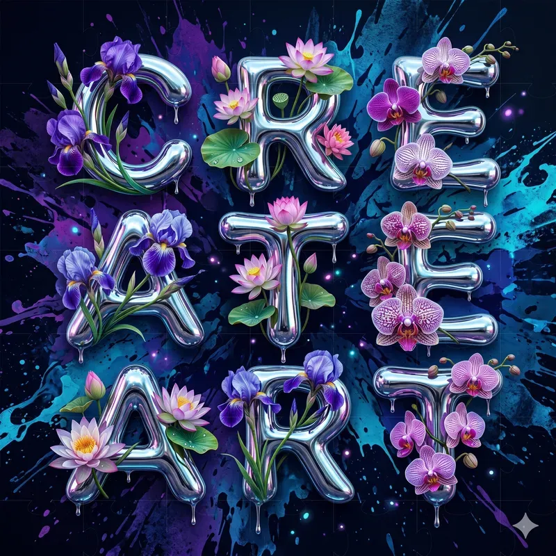 Chrome Floral Graffiti Letters