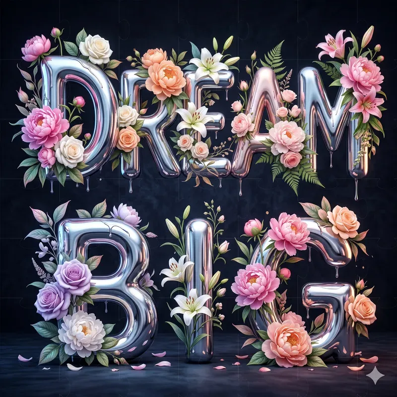 Chrome Floral Graffiti Letters