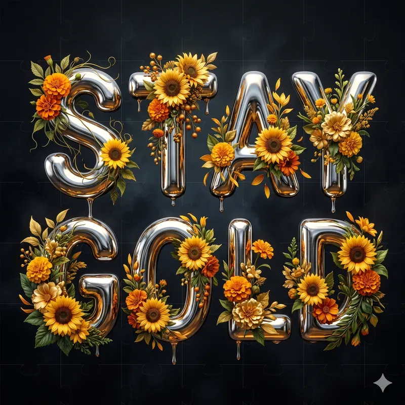 Chrome Floral Graffiti Letters