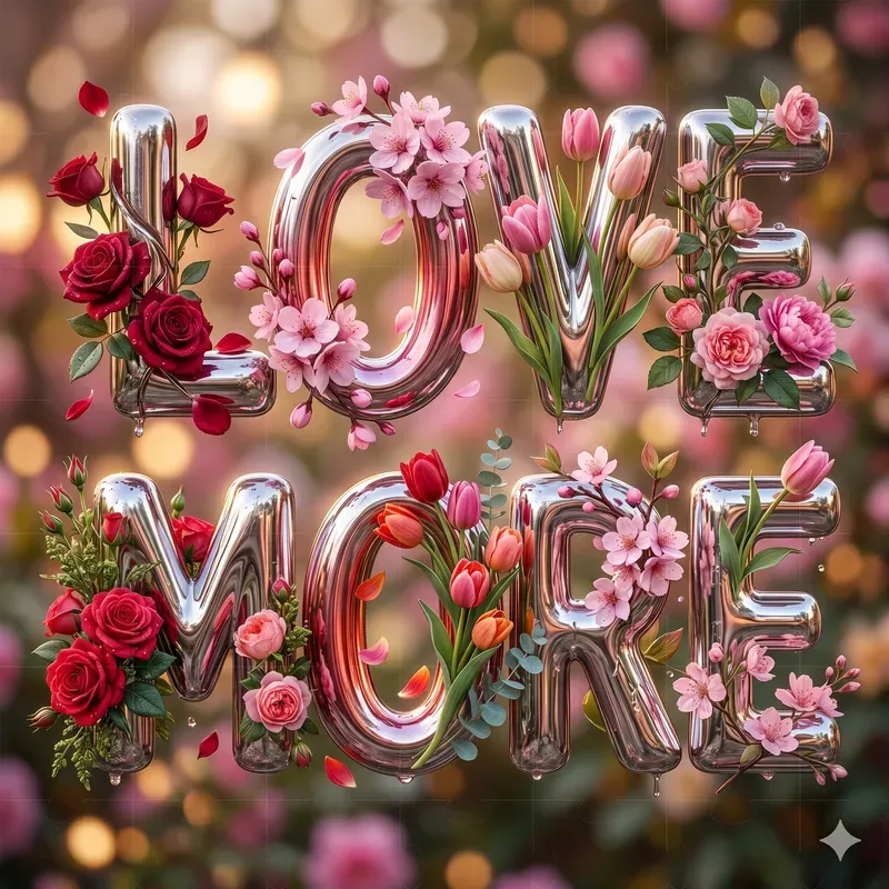 Chrome Floral Graffiti Letters