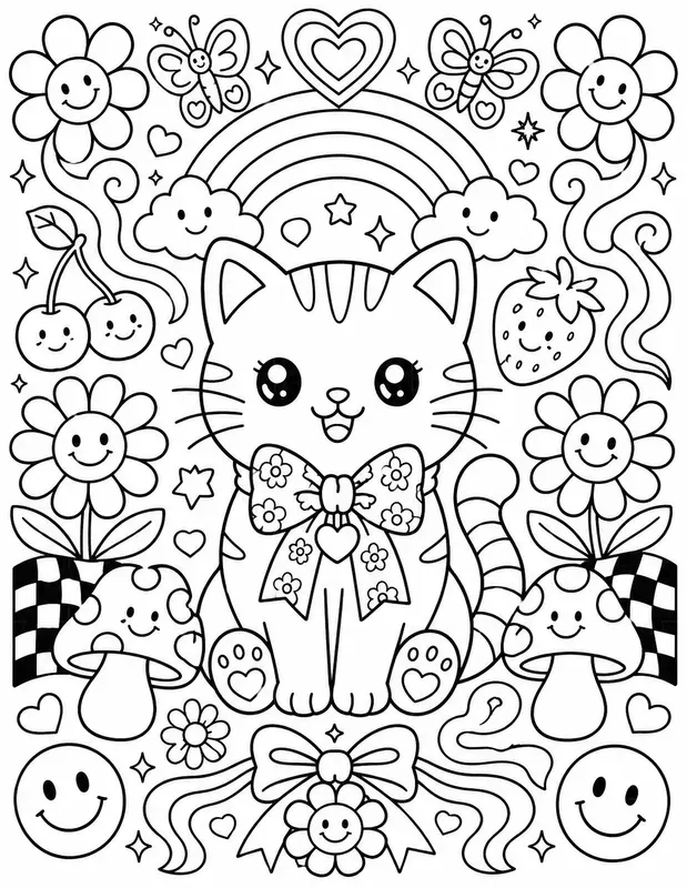 Cute Groovy Coloring Book Pages