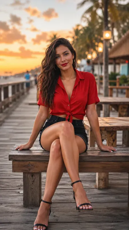 Knotted Crop Shirt Shorts Portraits