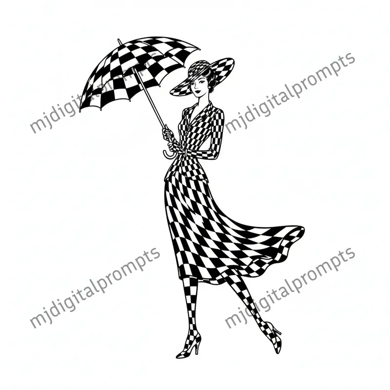 Black White Whimsical Chess Illustrations
