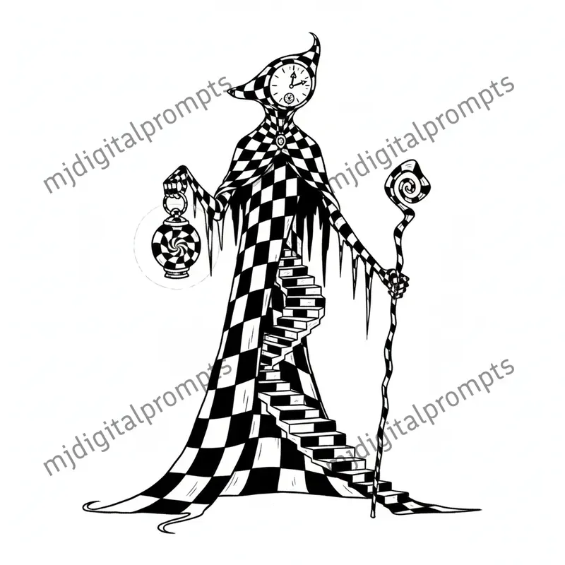 Black White Whimsical Chess Illustrations