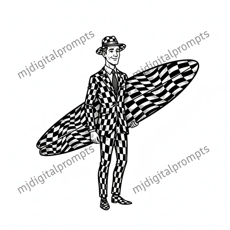 Black White Whimsical Chess Illustrations