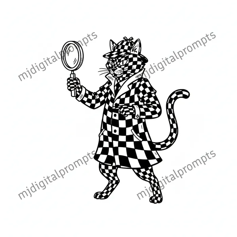Black White Whimsical Chess Illustrations