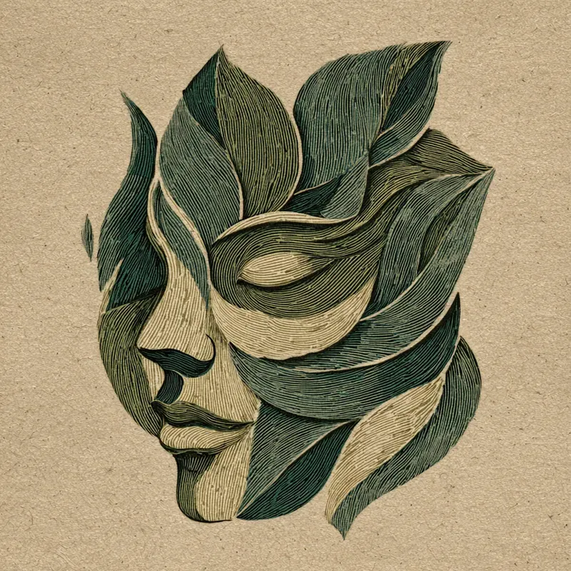 Natureinspired Linocut Portrait Series