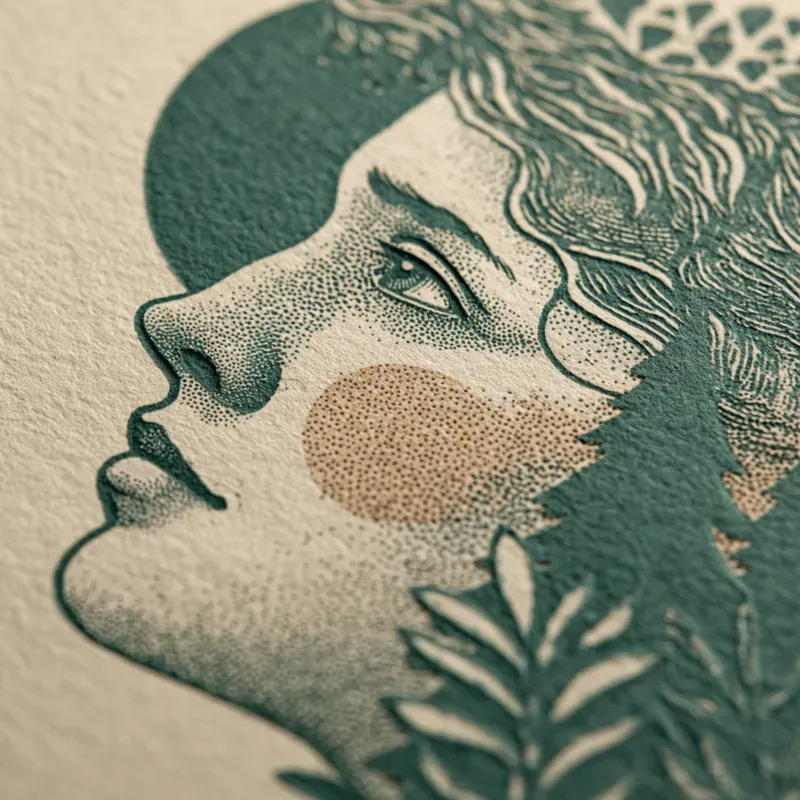 Natureinspired Linocut Portrait Series
