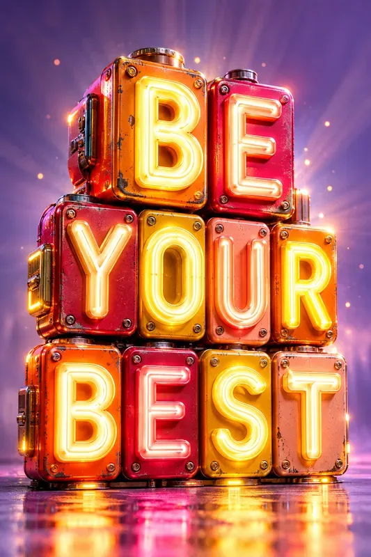 Neon Motivation Block Art