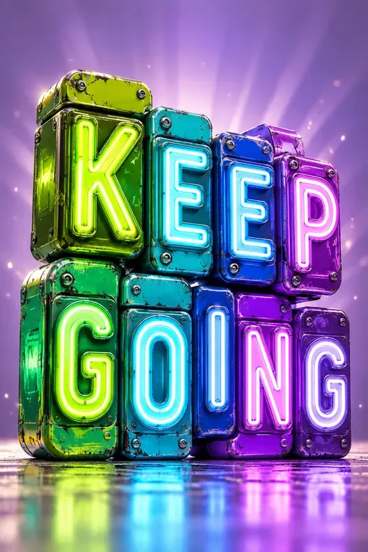 Neon Motivation Block Art
