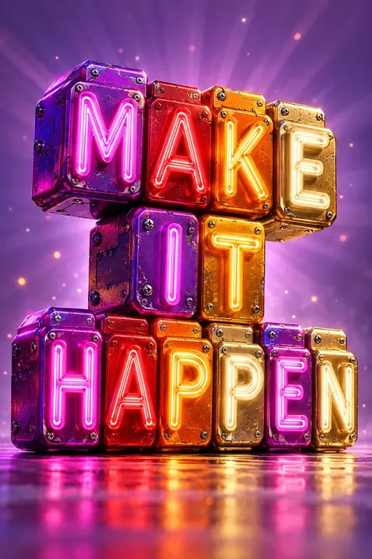 Neon Motivation Block Art