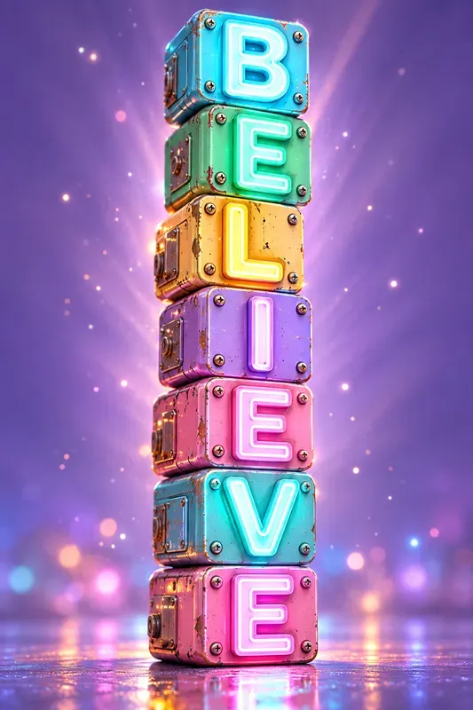 Neon Motivation Block Art
