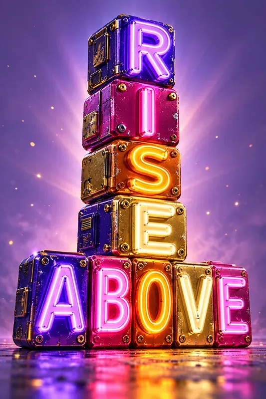 Neon Motivation Block Art