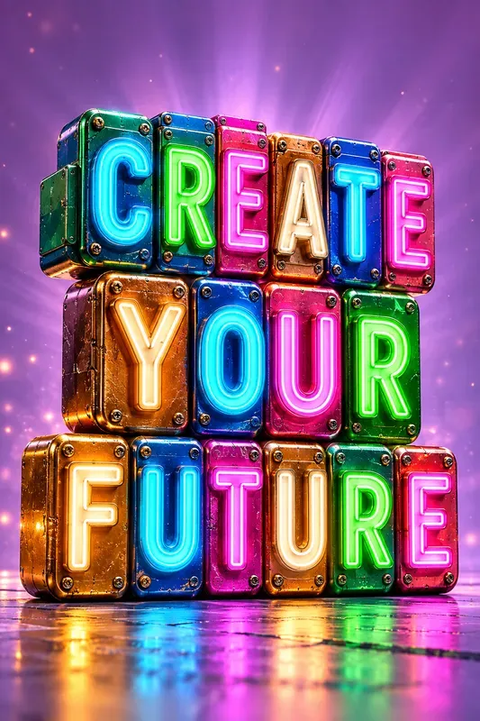 Neon Motivation Block Art