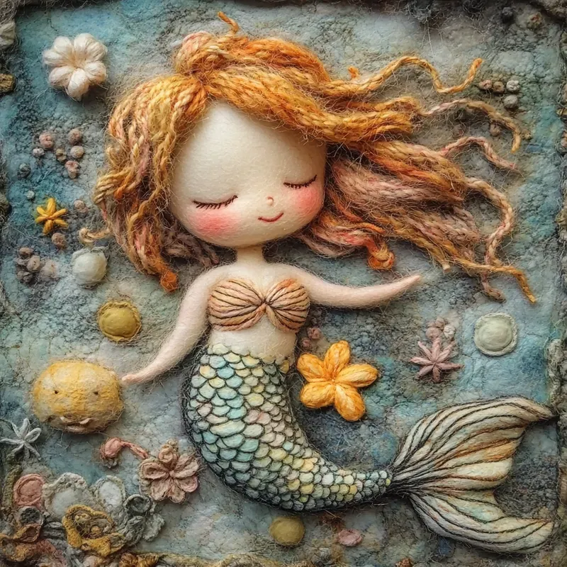 Needle Felt And Cotton Wool Art