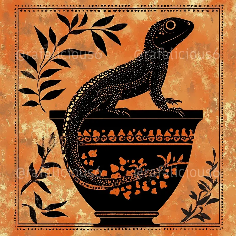Animals In Classic Greece Pottery Style