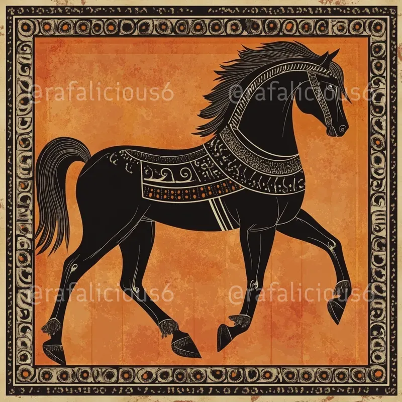 Animals In Classic Greece Pottery Style