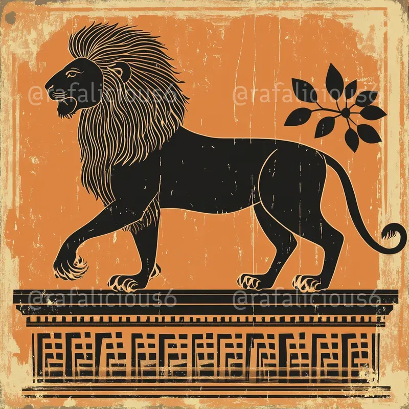 Animals In Classic Greece Pottery Style