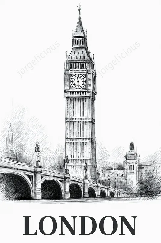 Pencil Sketch Travel Posters