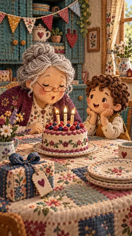 Embroidered Birthday Story Scenes