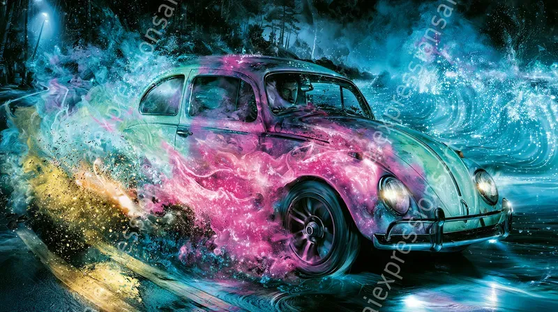 Cosmic Nebula Car Digital Art