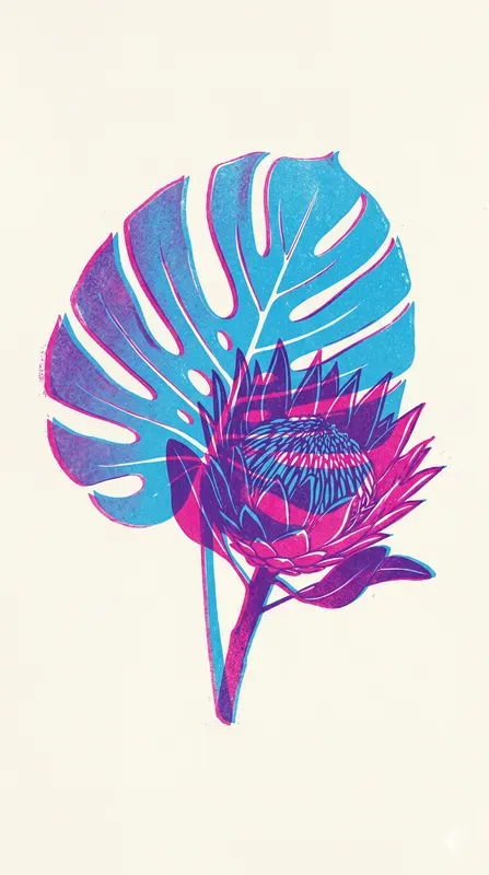 Risograph Botanical Prints